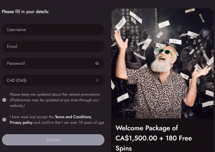 Mr Fortune Casino registration steps preview